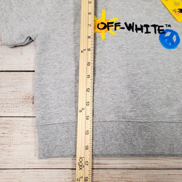 Off-White Kids Graphic Sun & Peace Logo Print High Neck Tee Sweatshirt S… - Picture 9 of 9